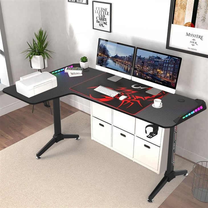 L Shaped RGB Ergonomic Computer Table